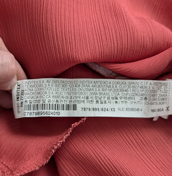 Zara Oversized Coral Satin V-Neck Fairycore Midi Maxi Kimono Dress Size XS - Picture 9 of 11